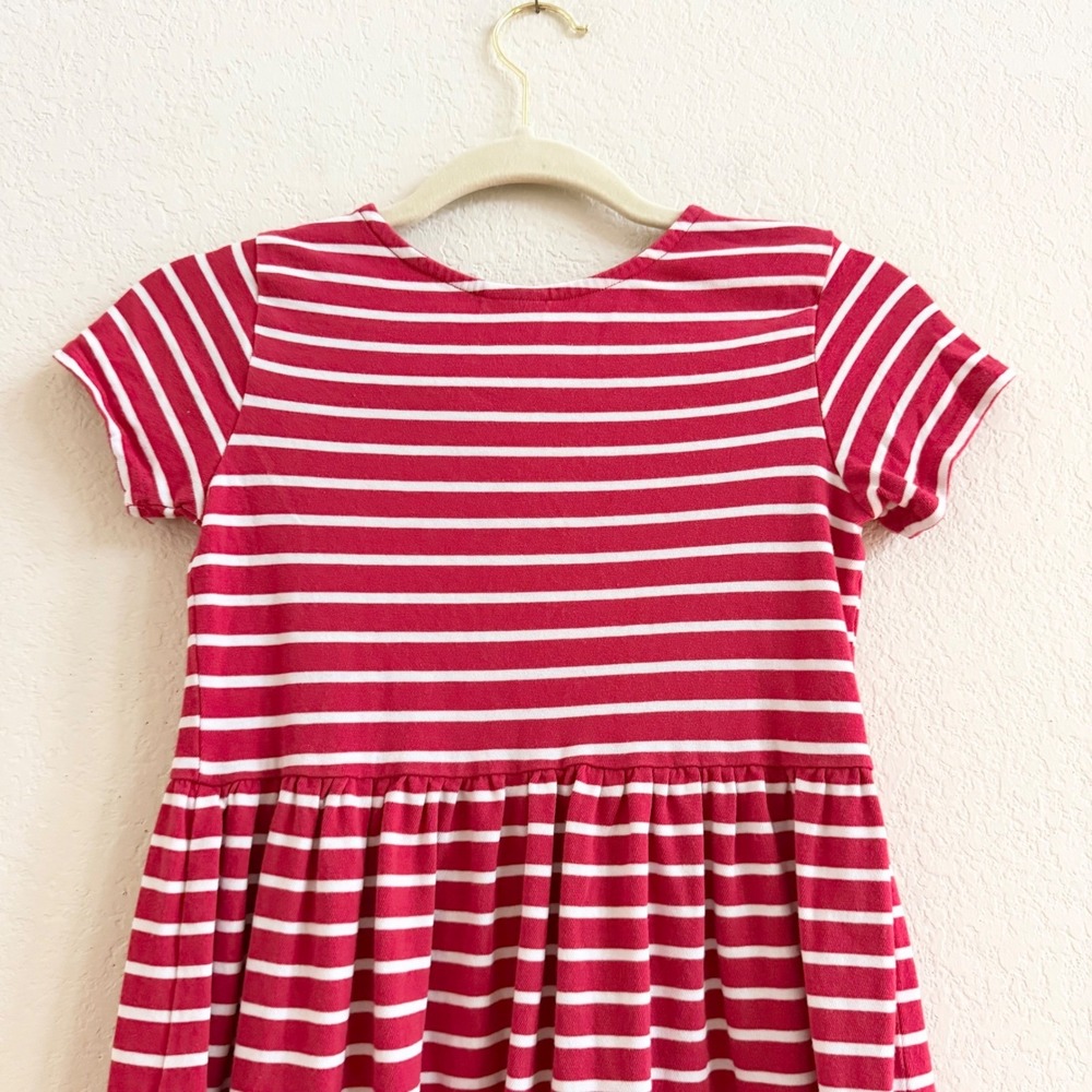 Hanna Andersson Kids Red White Striped Rainbow Pocket Dress Size 130 US 8 Cotton - Picture 5 of 10